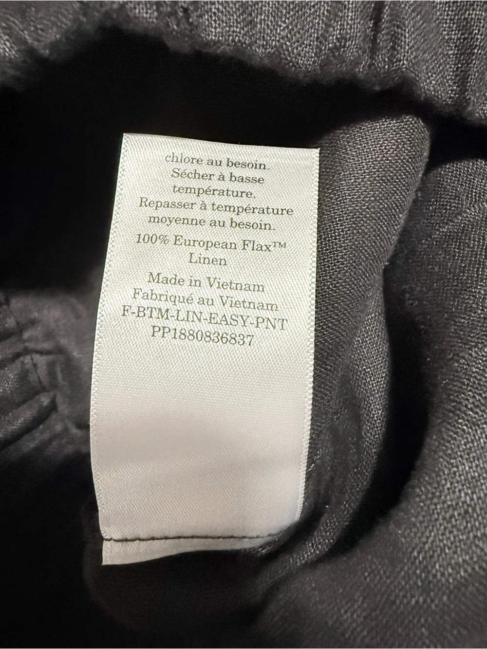 Everlane Linen Pant Wide Leg Black XS 100% European Flax Wide Leg Pull-On XS